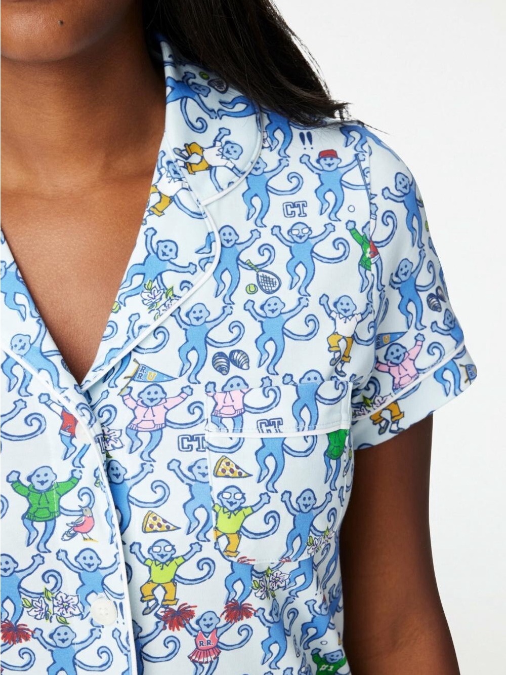 ROLLER RABBIT GREENWICH CT MONKEY PAJAMA TOP SZ XXS
